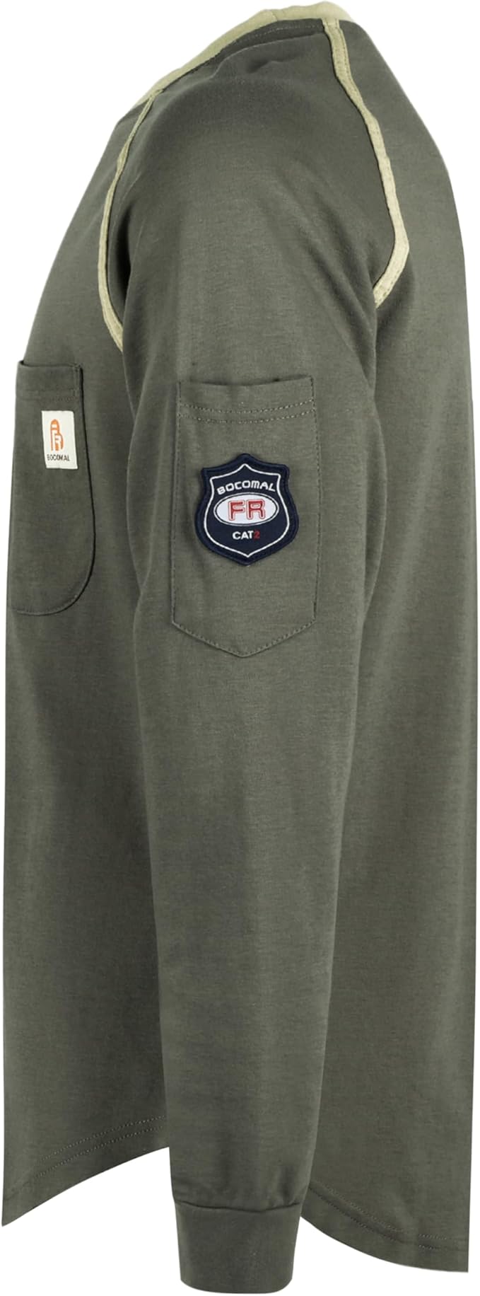 BOCOMAL FR Shirts for Men Crew Neck Long Sleeve 5.5oz Light Weight Flame Resistant/Fire Retardant Clothing Shirt
