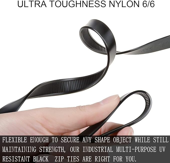 14inch Black Zip Ties Heavy Duty UV Resistant Nylon Cable Ties, 120lb Tensile Strength, 60Pack Durable Wire Ties, Heavy Duty Tie Straps Indoor and Outdoor Cable Management Solution by AGAOTIAN