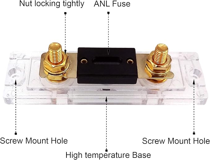 in-Line ANL Fuse Holder 0/2/4 Gauge AWG with 250Amp ANL Fuse Gold-Plated (2 Pack)
