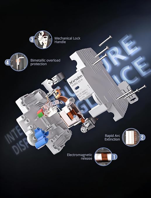 Miniature Circuit Breaker 1000V DC Circuit Breaker 2 Pole 32Amp Smart Circuit Breaker,DC Disconnect Switch DIN Rail Mount for Marine Power Systems, Solar photovoltaic Systems (C32A)