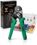 Ferrule Crimping Tool Kit - with 1200PCS Wire Connectors - AWG23-7 Self-adjustable Ratchet Wire Crimping Tool Kit Crimper Plier Set