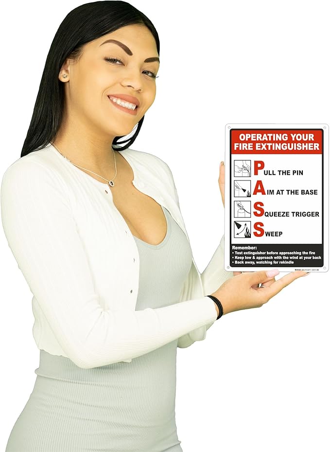 Brimar - 7 x 10" - Operating Your Fire Extinguisher Sign - Rust-Free Aluminum - Easy Installation - Instructional