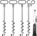 SELEWARE 4 Pack Trampoline Stakes Heavy Duty Ground Anchors High Wind Trampoline Stakes Anchors Spiral Earth Anchors for Secure Animals Trampolines Tents Shed Swing Set Mobile Homes Carport