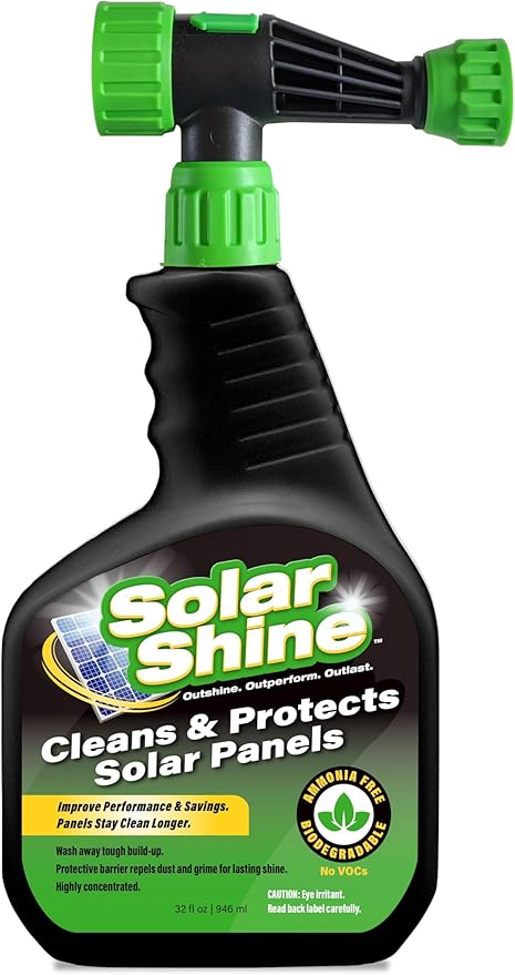 Solar Shine Glass Solar Panel Wash, Cleaner & Protectant - Streak-Free Cleaning & Long Lasting Protection Against Dirt, Biodegradable Formula Lavado y Protector de Paneles Solares Shine 2-Pack