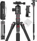 NEEWER 77" Camera Tripod Monopod with Cell Phone Holder Compatible with iPhone for Video Recording, Compact Aluminum Travel Stand with Ball Head QR Plate Bag Cleaning Cloth, Max Load 34lb, TP77