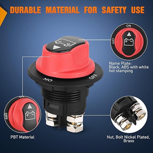 Nilight Battery Disconnect Switch 100A Master Disconnect Isolator 12V-48V On Off Power Cutoff Switch Waterproof Heavy Duty for Marine Boat Car RV ATV UTV Yacht, 2 Years Warranty