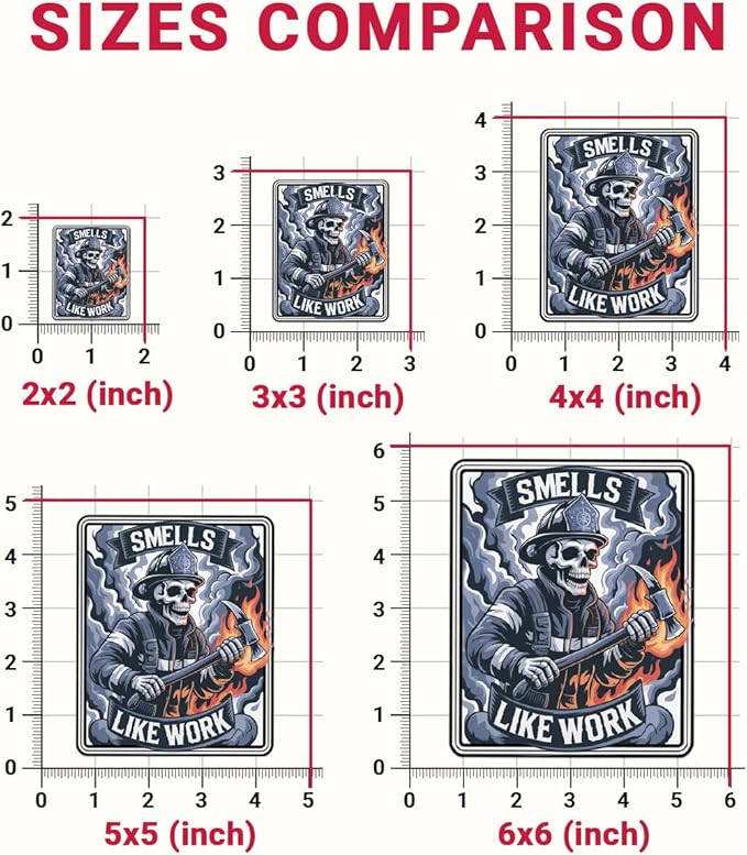 3Pcs Smells Like Work Sticker Funny Firefighter Skull Flames Gift for Firehouse Fire Station Smells Like Work Firefighters Stickers Fireman Car Decal for Laptop Bottle Notebook Toolbox Hard Hat 3"