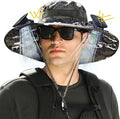 Solar Fan Hat,Sombrero con ventilador Solar,Fishing Hat with Fan for Men, Wide Brim Sun Hat with 2 Solar Fan,3 Speed Adjustable Fans Hats,Waterproof Outdoor Hiking Camping Fishing(Black and White)