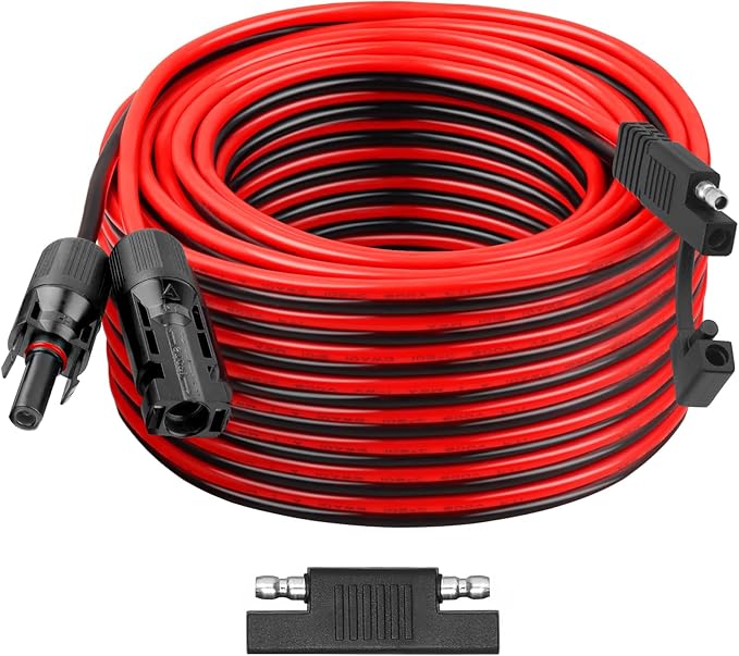 10AWG Solar Panel to SAE Adapter Cable 50FT SAE Plug Cable PV Solar Extension Wire with SAE Polarity Reverse Adapter for Car RV Caravan Solar Panel Battery Charger