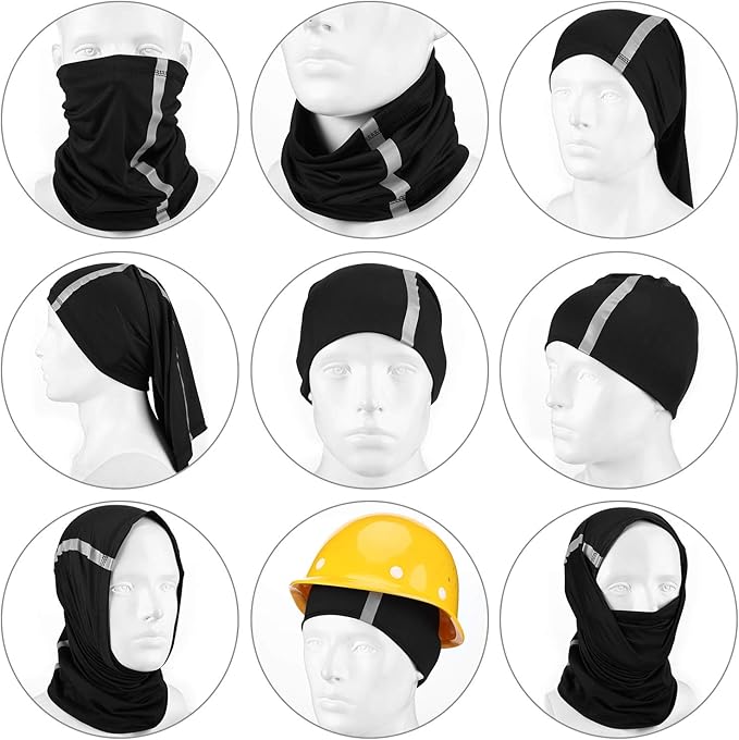 SATINIOR 4 Pcs Neck Gaiter for Men Reflective Face Mask Cover, UV Sun Protection Neon Balaclava Hi Vis Bandana for Work