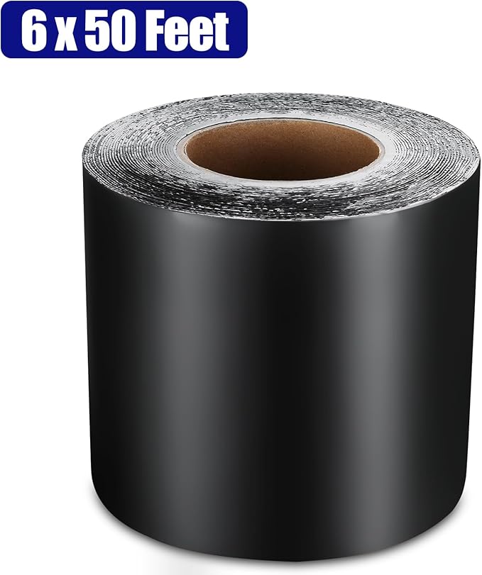 Butyl Sealant Tape, RV Roof Tape Black, 6 Inch x 50 Feet RV Repair Sealant Waterproof Tape, UV & Weatherproof Butyl Roofing Tape for Window, Boat Sealing, Truck and Trailer Roof Sealant