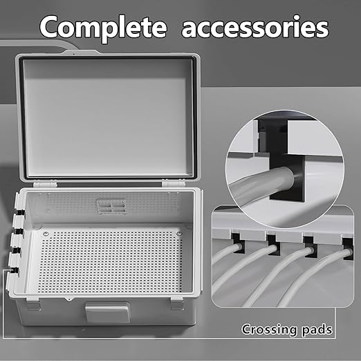 Electrical Junction Box, Ventilated Design, Cable Grommets, Indoor/Outdoor Use with Mounting Panel & Hinged Cover. Waterproof IP 65. (Grey Cover, 15"x11"x5.1")