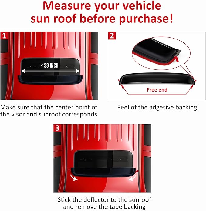 Extra Durable Sunroof Visor Wind Deflector for Sun/Moonroof (35.6" inch) – Universal Sunroof Deflector Tool-Free Install - SR11005