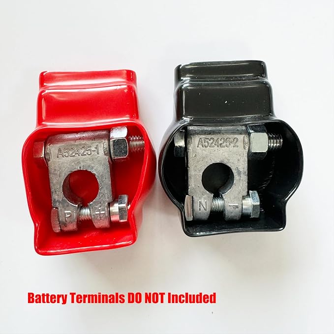 Ampper Top Post Flexible Battery Terminal Cover, Battery Terminal Clamp Insulator Protector W/Washers for Car, Vehicle, RV and Boat (Military Spec, 4 Sets)