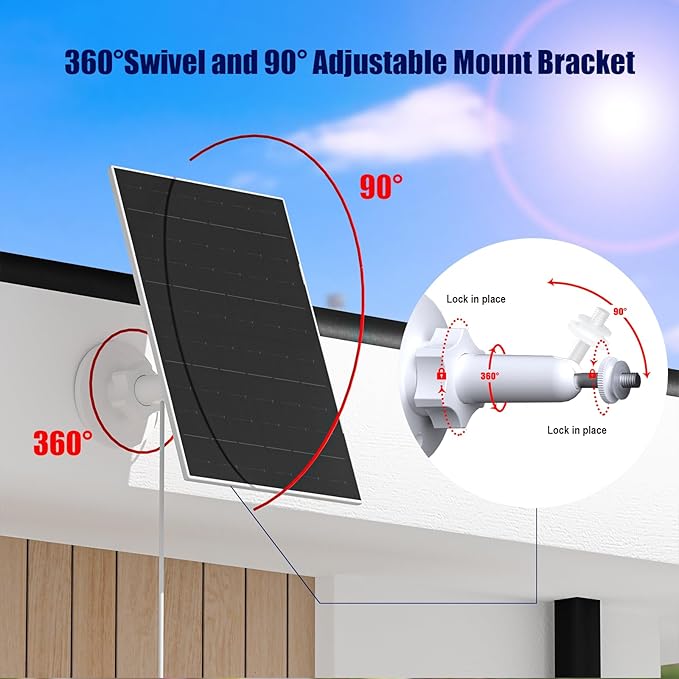 Zivif 7W Solar Panel for Security Camera, Compatible with Eufycam 2C/2C Pro/2/2 Pro/E20/E40/E, Solar Panel Charger with USB-C Port, with Micro USB Connector (2 Pack)