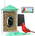 Birdkiss Smart Bird Feeder with Camera Solar, Auto Capture Bird Videos & Motion Detection, Birds Watching Camera Notify in Time, Metal Birds Feeder with Seed Guard, Ideal Present for Mom (Green)