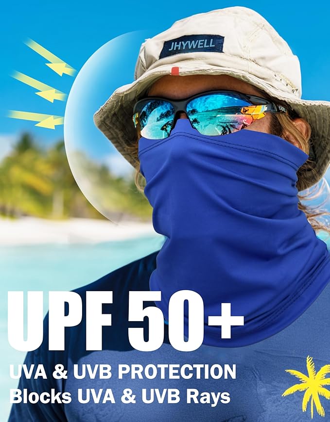 JHYWELL Cooling Neck Gaiter Face Mask, UV Protection Masks Gator, Windproof Bandana for Skiing, Fishing, Hiking, Cycling