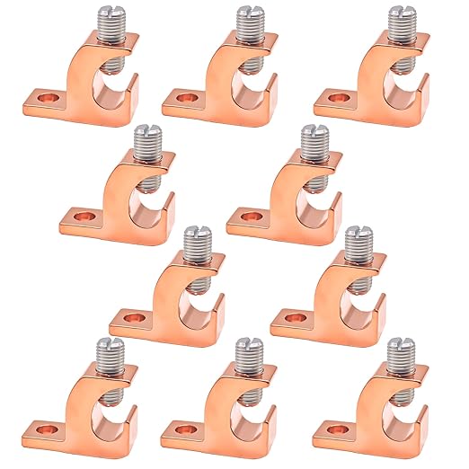 Copper-Aluminium Alloy Clad Technology Lay in Connector, Swimming Pool Bonding Grounding Lay-in Lug (10PCS, Thicker Lay-in-Lug1/0-14awg)
