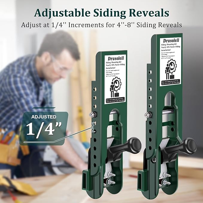 Siding Installation Tools, Siding Mounting Kit with Adjustable Reveals, Lap Siding Gauge Made of Polycarbonate Body (Green, 5/16 Inch)