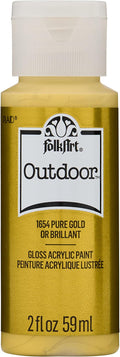 FolkArt Outdoor Acrylic Paint in Assorted Colors (2 Ounce), 1654 Metallic Pure Gold