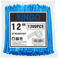 XINGO 12 Inch Blue Zip Ties 1200 PCS, 75 LBS Ultra Strong Tensile Strength, UV Resistant Cable Ties, Self-locking Plastic Ties for Indoor and Outdoor Use