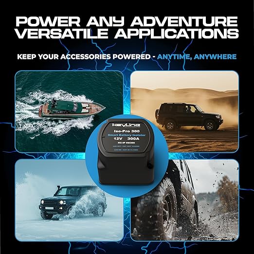 Dual Battery Isolator Kit Heavy Duty 300 AMP 1000 AMP Peak Voltage Sensitive Relay VSR for 12 Volt Systems - Works with All Batteries Types Including Lithium and LiFePO4