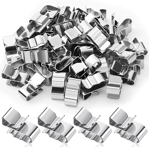 Zhengmy 50 Pcs Trailer Frame Wire Clips Stainless Steel Metal Cable Clips 22.5 mm/ 0.89 Inch Solar Panel Double Wire Clamps Trailer Clamps for PV Wiring Boat Cable