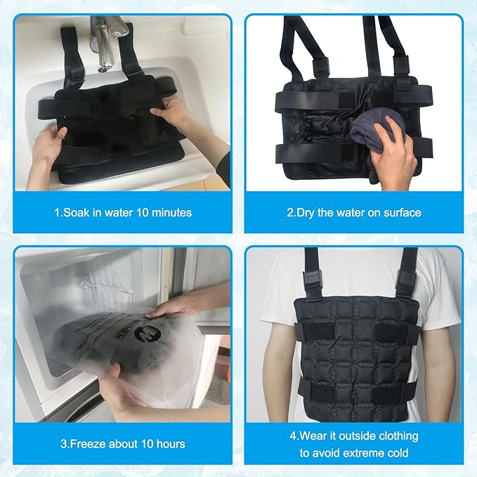 Ice Cooling Vest Neck Cooler for Hot Weather, Reusable Ice Pack Vest with Adjustable Straps, Cold Ice Jacket for Men & Women