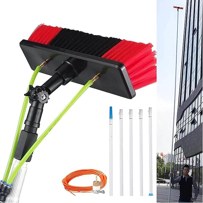 Window Cleaning Pole, Telescopic Brush, Extendable Cleaner for Conservatory Roof, Photovoltaic & Solar Panel Cleaning - Ideal for Reach.