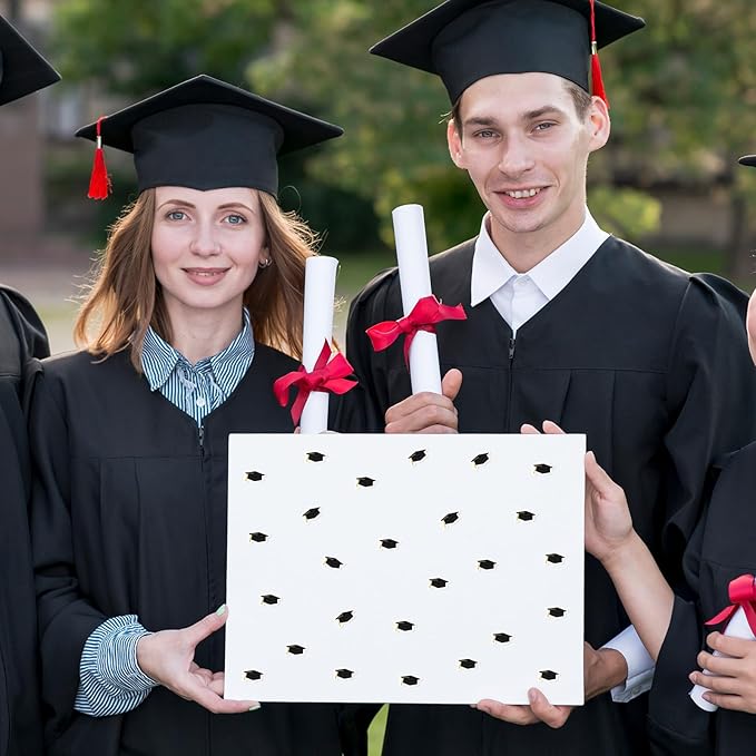 JarThenaAMCS 2400Pcs Mini Graduation Cap Sticker Grad Hat Paper Decal Black Gold Self-Adhesive Sticker for Planner Reward Envelope Scrapbook DIY Supplies, 0.5 in