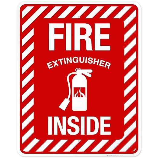 Fire Extinguisher Inside Sign, Fire Safety Sign, 24x30 Inches, Rust Free .063 Aluminum, Fade Resistant, Indoor/Outdoor Use, Made in USA