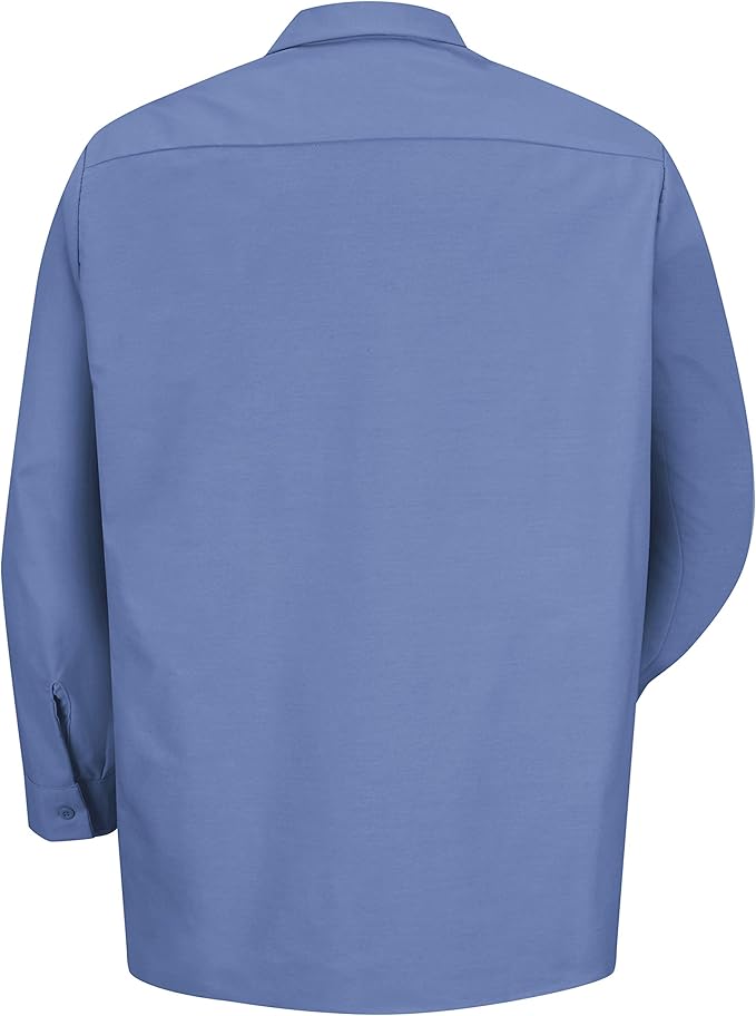 Red Kap Men's Long Sleeve Industrial Work Shirt | Moisture Wicking Button Up, Wrinkle Resistance Fights Fading & Stains