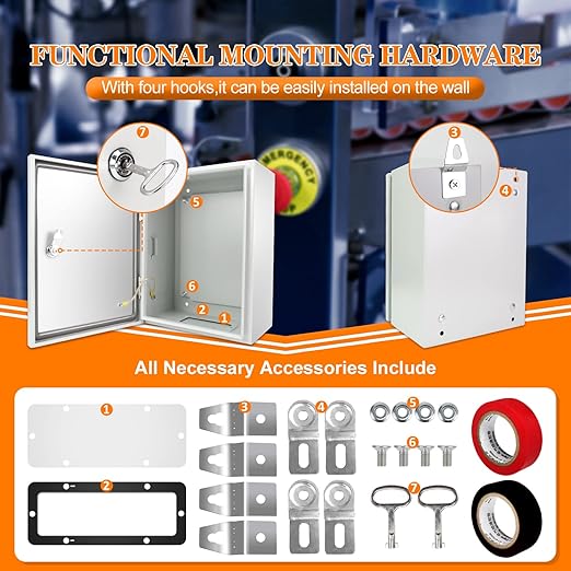 Outdoor Electrical Box 20 x 16 x 8'' Nema 4X Enclosure Weatherproof Electrical Junction Box Waterproof Electrical Enclosure Lockable Junction Box