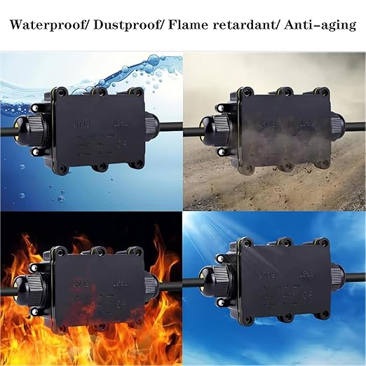 Waterproof IP68 Outdoor 2 Way Junction Box - Wire Range 4-15mm, Underground Electrical Box (1 Pack)