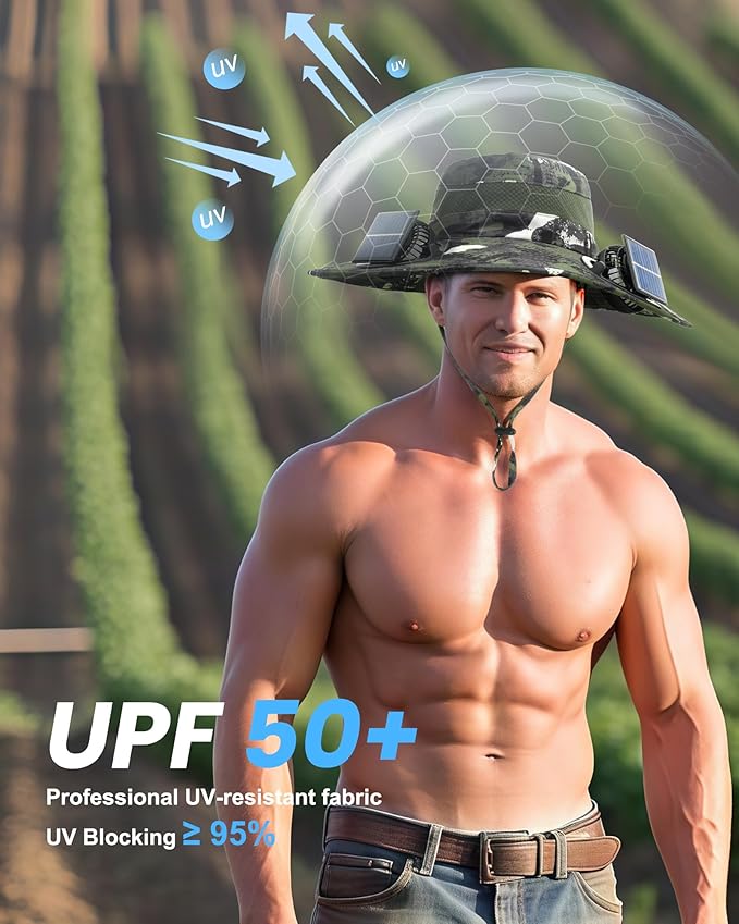 Solar Panel Powered Fan Built in Wide Brim Outdoor Fishing Hat USB Charging Men Ultralight Sun Bucket Mission Cooling Cap