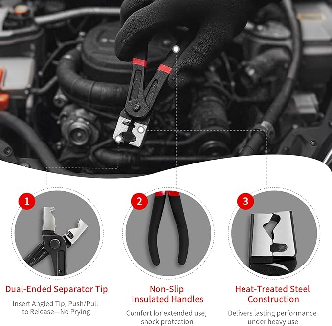 Electrical Disconnect Pliers Set – 3PC Electrical Disconnector Pliers for Cars, Fuel Line Disconnect Tool, and 1PCS Electrical Connector Plier – Automotive Electrical Tool Kit
