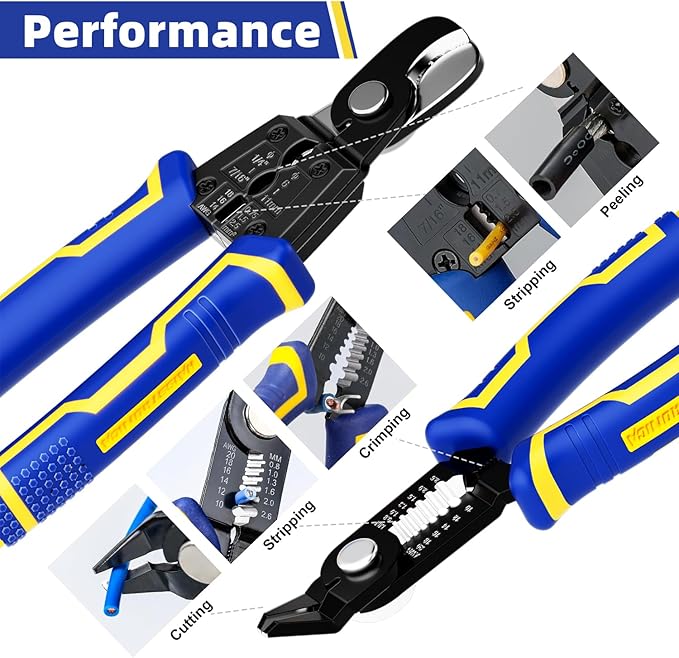 haisstronica Wire Stripper Tools Set for Professional Electrician,10-24AWG,3 Pack Self-Adjusting Wire Stripper & Flush Cutter & Cable Cutters for Wire Stripping, Cutting, Crimping, Cable Skinning