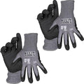 KLEIN TOOLS 60584 Work Gloves, Knit Dipped Cut Resistant ANSI A2 Nitrile Coated Gloves, HPPE Fabric, Touchscreen Capable, Medium, 2-Pair