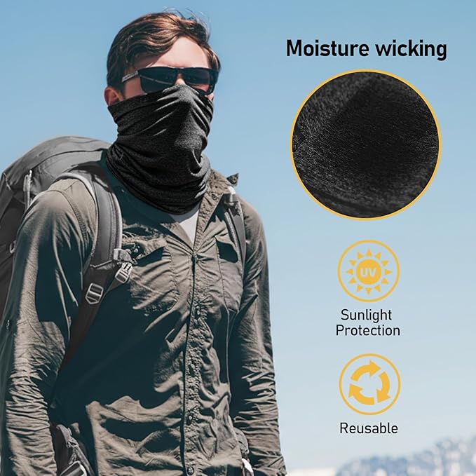 TICONN Neck Gaiter Face Cover Scarf, Neck Warmer Breathable Sun & Wind-proof for Skiing Fishing Hiking Cycling
