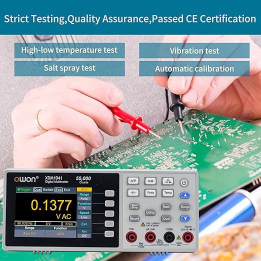 OWON XDM1041 Portable Digital Multimeter,3.5in Desktop Digital Multimeters, 55000 Counts LCD True RMS Temperature Tester Meter for Instruments and Laboratories, Factories