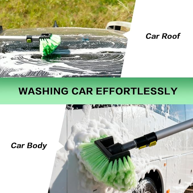10FT Car Wash Brush with Long Handle, Car Cleaning Kit with Telescoping Pole and Soft Bristles Brush, Detailing Brushes, Tire Brush, Car Wash Sponge & Towel for RV, SUV, Trucks, Floors, House Siding