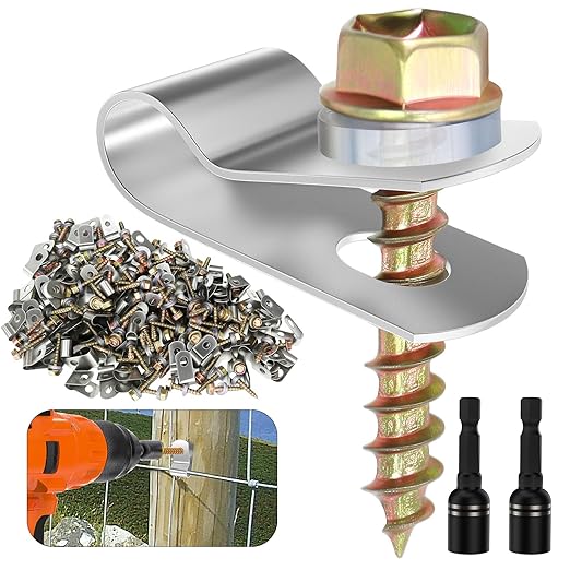 400 PCS T304 Stainless Steel Wire Fence Clips, Fasteners Post Screw with Wire Fixer, Agricultural Fencing Fence Wire Clamps for 4, 6, 8,10 and 12-16Gauge Wire Fencing Livestock Fencing Clips for Wood