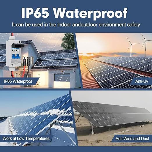 Solar Panel Disconnect Switch 10 Amp 1000V Breaker Box, PV DC Miniature Circuit Breaker Disconnect Box Outdoor with IP65 Waterproof Box