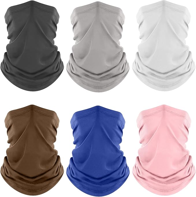 Fuinloth Neck Gaiter, 6 Pack Cooling UV Protection Bandana Face Mask Gator Scarf for Men Women