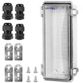 Waterproof Outdoor Project ABS Plastic Junction Box IP67 Weatherproof Dustproof Enclosure with Hinged Cover, Mounting Plate,Wall Brackets for Power Project (Clear,10.2"x4.3"x3.0")