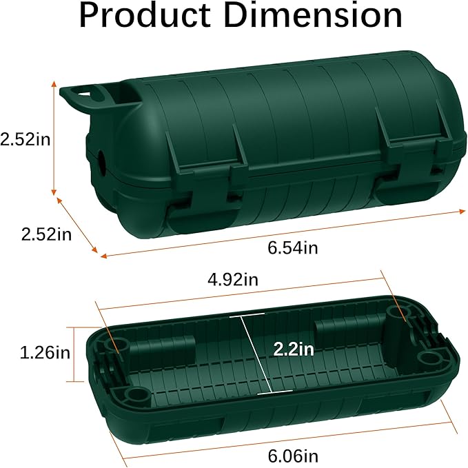 Extension Cord Cover Outdoor, 4 Pack IP54 Water-Resistant Power Cord Protector Electrical Connection Box Outside Weatherproof Cable Safety Cover for Electronics Plug Outlet Tool Holiday Light, Green