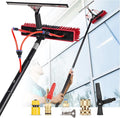 26ft Water Fed Pole Kit, Rotatable Solar Panel Cleaning Brush & Squeegee, 2 Dusting Brushes, Extendable Black Lightweight Pole for Roof Window