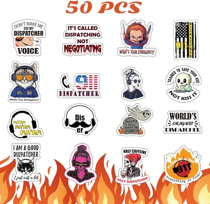 1step2dream Funny 911 Sticker for Dispatcher, Cute and Humor Emergency Decals for Women, Gift for 911 Dispatcher | for Decorating Phone Laptop Water Bottle
