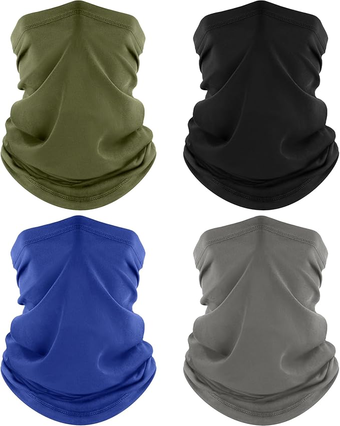 4 Pack Neck Gaiter, Cooling Breathable Face Mask UV Protection Scarf Hiking Bandana for Men/Women