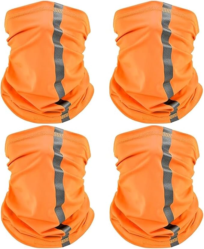 SATINIOR 4 Pcs Neck Gaiter for Men Reflective Face Mask Cover, UV Sun Protection Neon Balaclava Hi Vis Bandana for Work